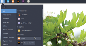 Figure 1: Despite the modern feel, the Budgie desktop retains the traditional software menu.