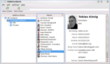 The default main window for the planned KDE 4.4 KAdressBook.