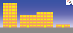 Figure 1: Picture of a skyline created with ImageMagick. You can pass in the number of windows and floors as parameters.