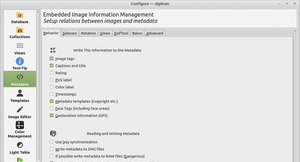 Figure 1: To edit metadata in digiKam, you need to enable several options in the program settings.