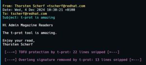 Figure 1: A screenshot showing the results of using t-prot.