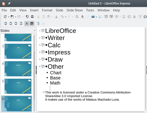 LibreOffice Impress, Base, Draw, and Math, GNOME User Guide