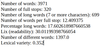 Figure 3: Linguistic provides general statistics on a document.