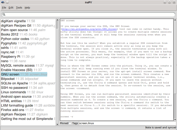 Take and Sync Notes with nvPY » Linux Magazine