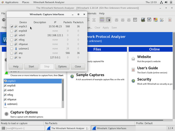 wireshark linux local capture